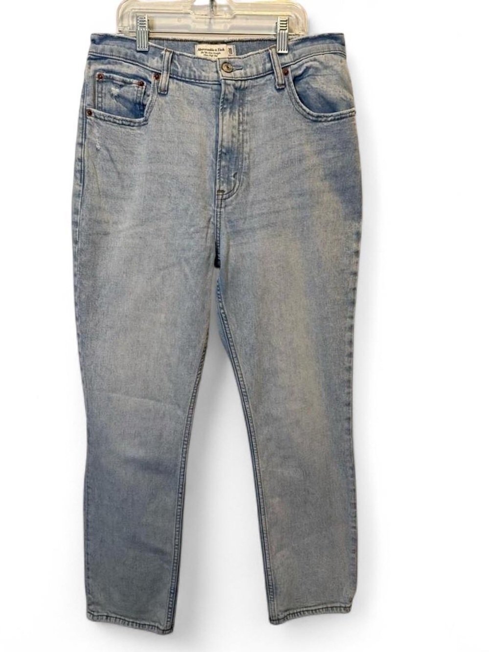Abercrombie & Fitch The 90s Slim Straight Ultra High Rise Light Wash Denim Jeans